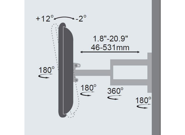 Vivolink Pro Medium Wall Mount with Arm For Up To 55" Screens | VLMW2355A Wall Mount Bracket Vivolink