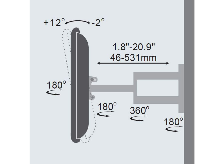 Vivolink Pro Medium Wall Mount with Arm For Up To 55" Screens | VLMW2355A TV Mounts & Stands Vivolink