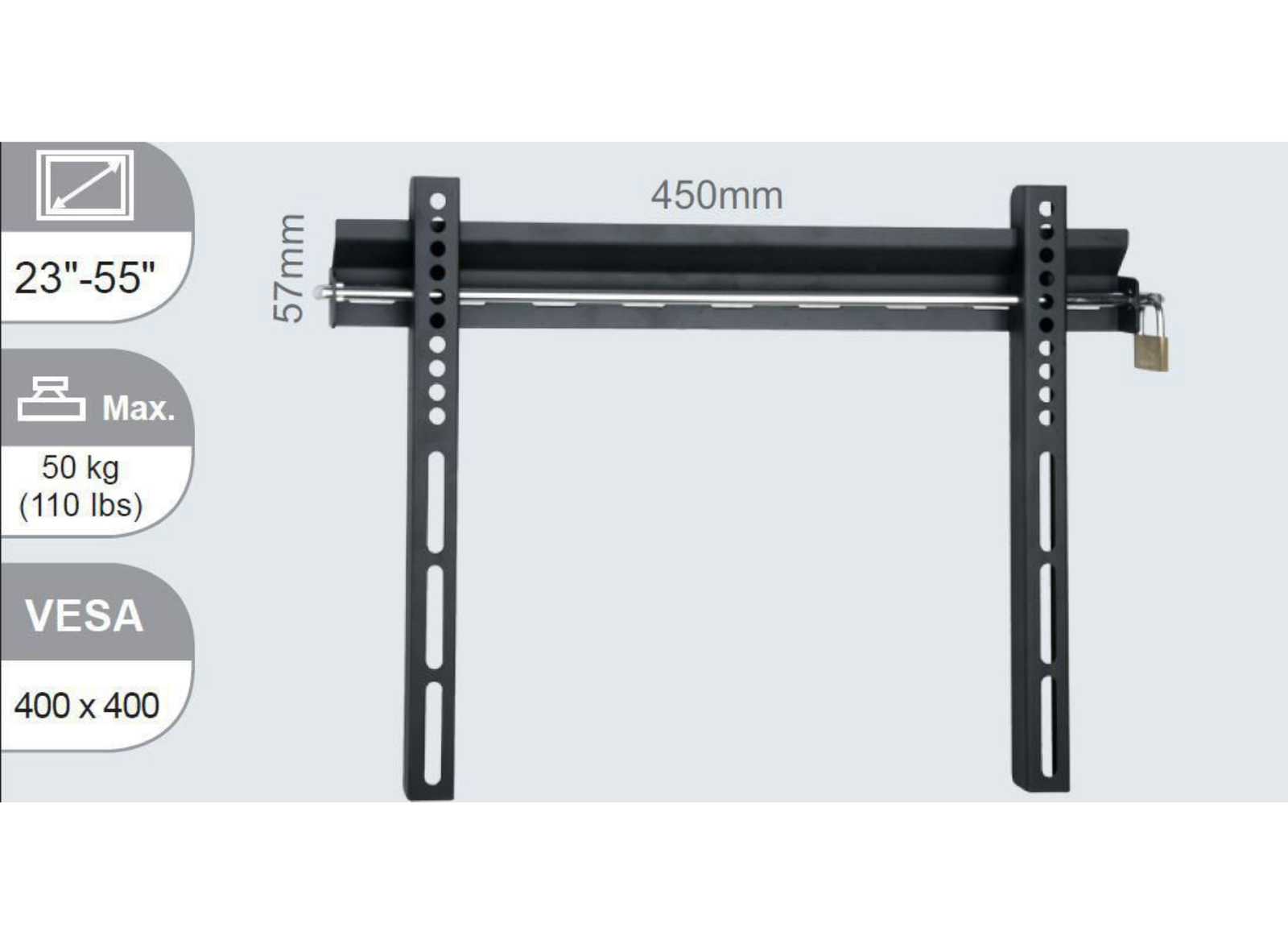 Vivolink Pro Medium Wall Mount, Max 50kg, Up to VESA 400x400 | VLMW2355 Wall Mount Bracket Vivolink