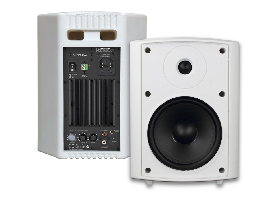 Vivolink Active Speaker Set 2x50W with Built-in Amplifier – White | VLSP61AW Loudspeakers Vivolink