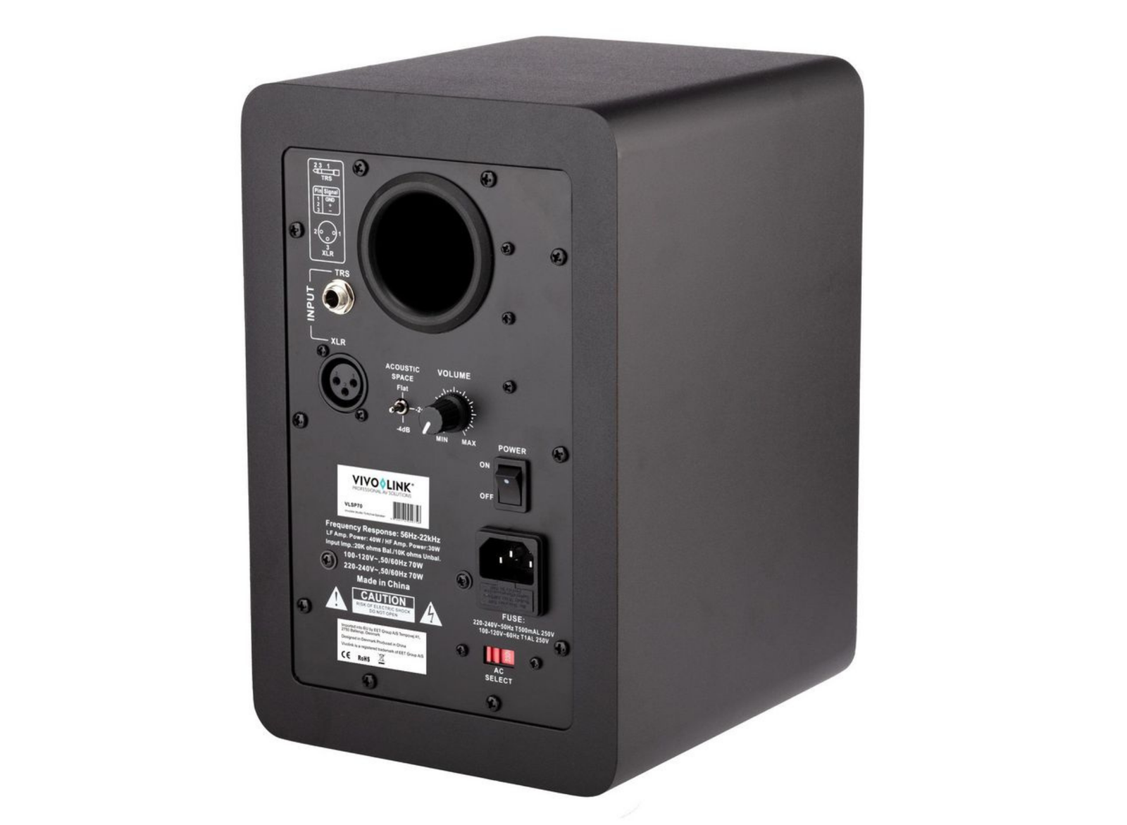 Vivolink Studio 70 Active 2-Way Bi-Amplified Speaker – Black | VLSP70 Speaker Vivolink