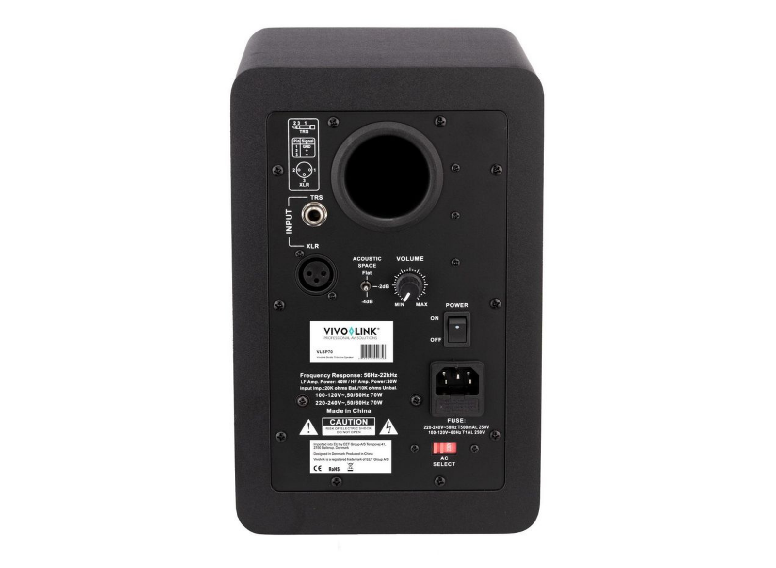 Vivolink Studio 70 Active 2-Way Bi-Amplified Speaker – Black | VLSP70 Speaker Vivolink