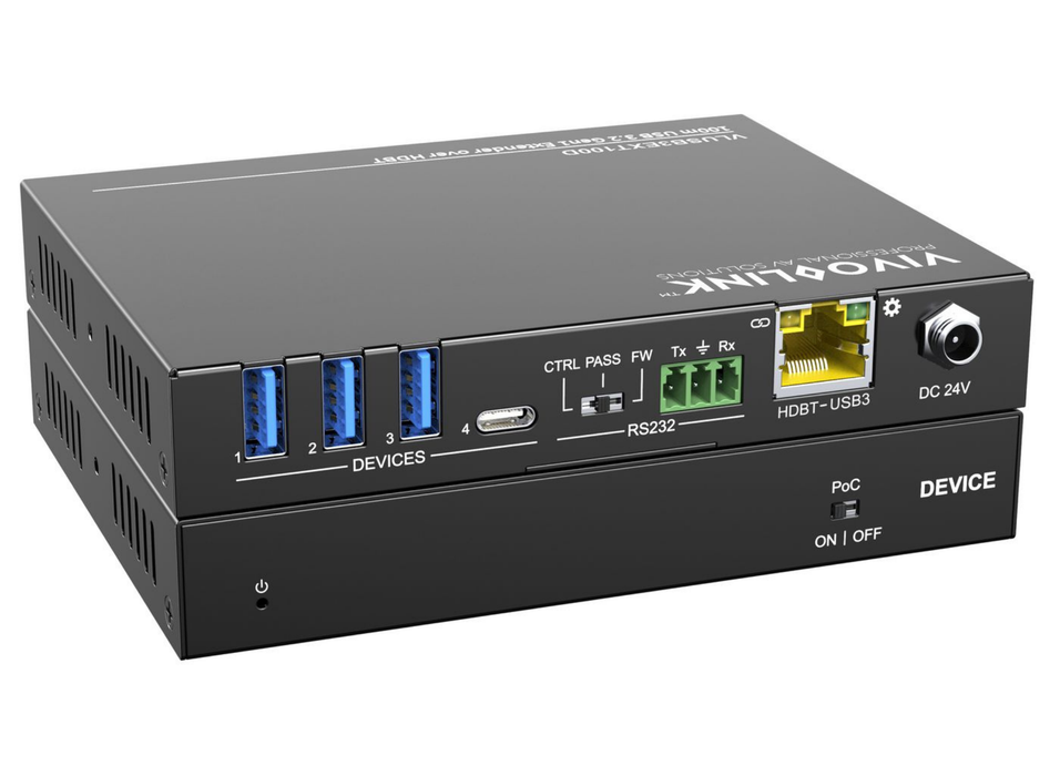 Vivolink 100m USB 3.2 Gen1 Extender over HDBaseT Receiver | VLUSB3EXT100D Vivolink KVM Extender Vivolink