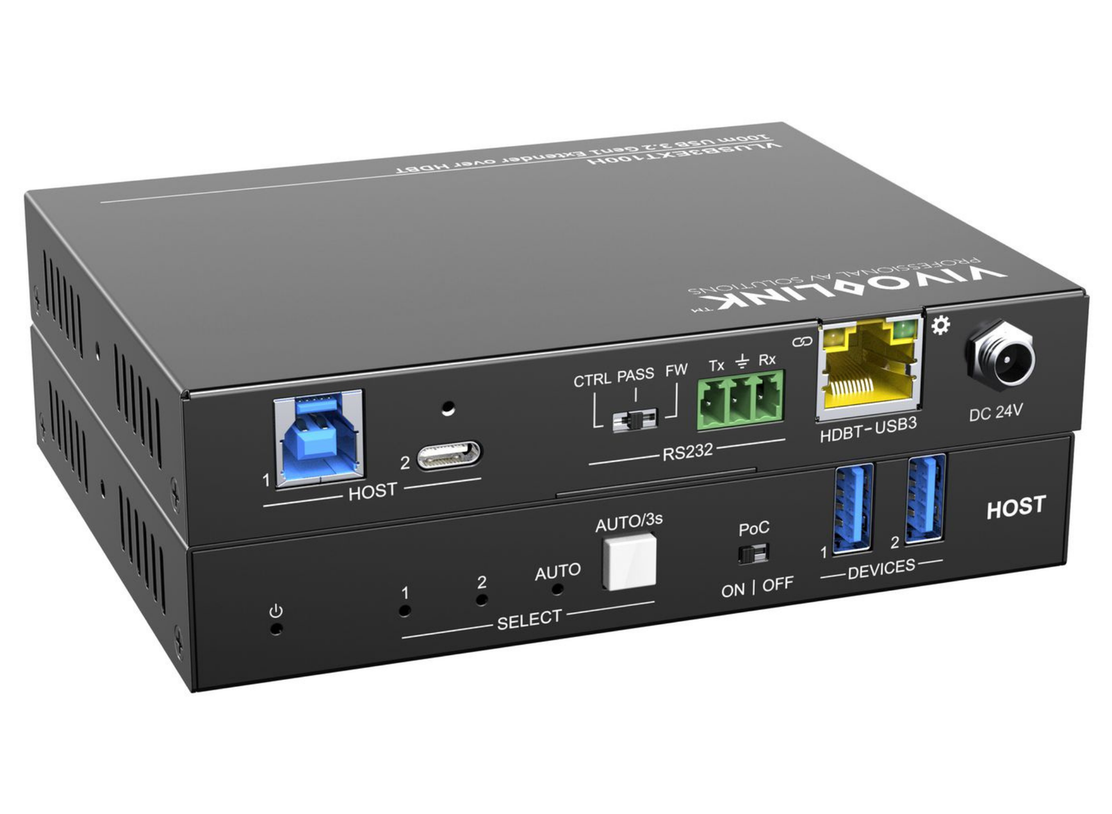 Vivolink 100m USB 3.2 Gen1 Extender over HDBaseT Host | VLUSB3EXT100H AV Extender Vivolink