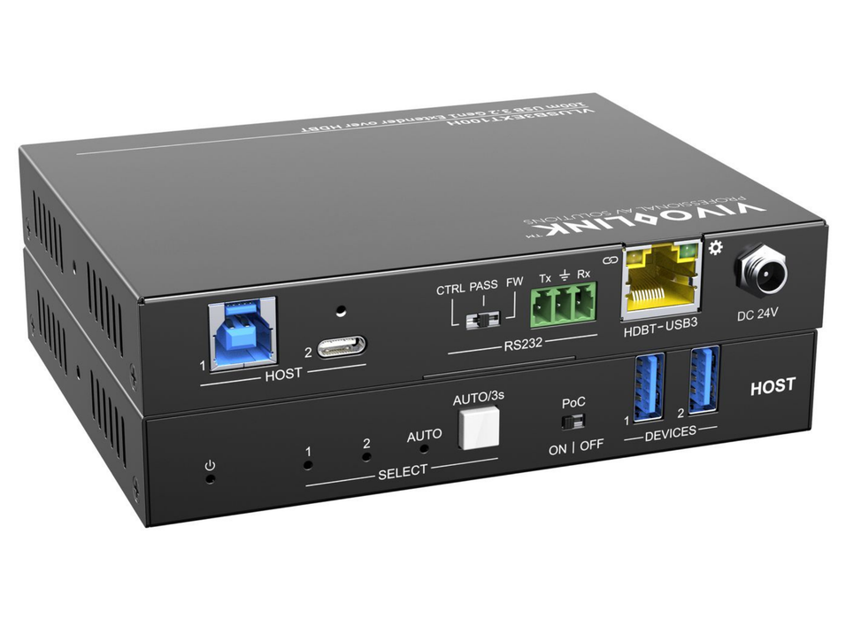 Vivolink 100m USB 3.2 Gen1 Extender over HDBaseT Host | VLUSB3EXT100H Vivolink KVM Extender Vivolink