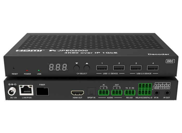 Vivolink JPEG2000 4K60 HDR AV over IP with KVM and eARC/ARC | VLVWIP2000-DEC AV Extender Vivolink