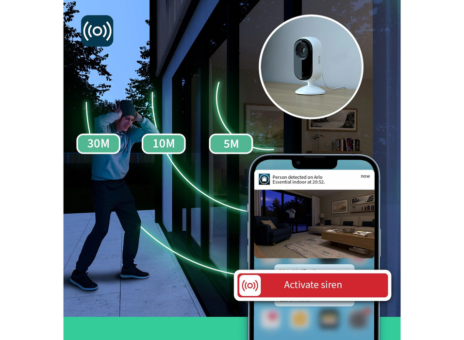 Arlo Essential 2K Indoor - 2 Camera Kit | VMC3260-100EUS Security Camera Arlo