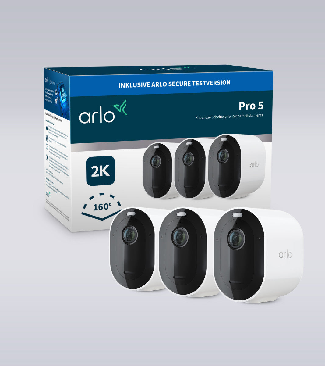 Arlo Pro 5 3 Camera White Smart Security VMC4360P 100EUS Screen Moove