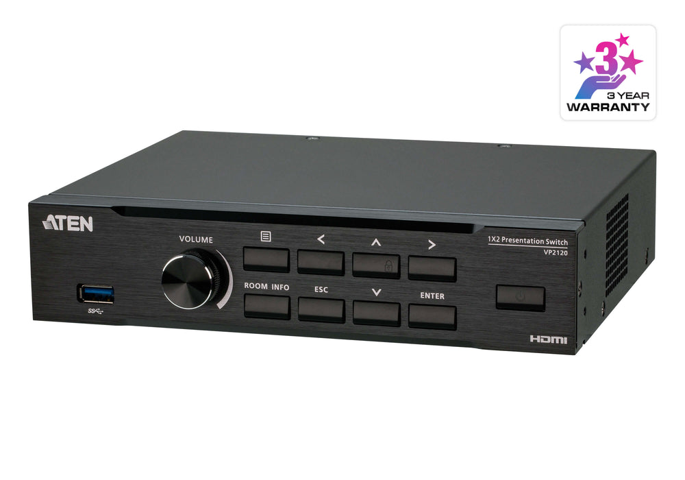 ATEN Seamless Presentation Switch with Quad View Multistreaming | VP2120-AT-E Video Switches Aten