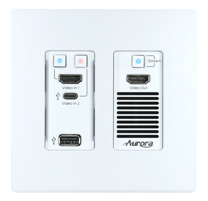 Aurora VPX-TC1-WP2-PRO 4K60 4:4:4 1Gbps AV over IP Wall Plate Transceiver Aurora White