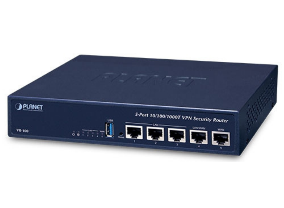 Planet 5-Port 10/100/1000T VPN Security Router | VR-100 Planet Wired Routers Planet
