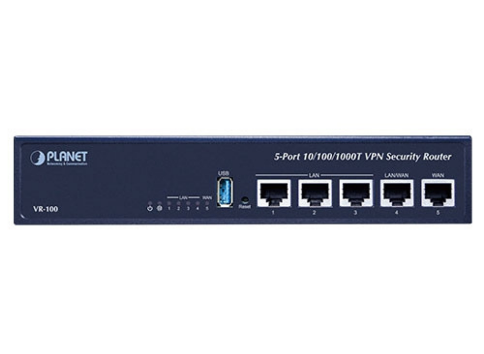 Planet 5-Port 10/100/1000T VPN Security Router | VR-100 Planet Wired Routers Planet