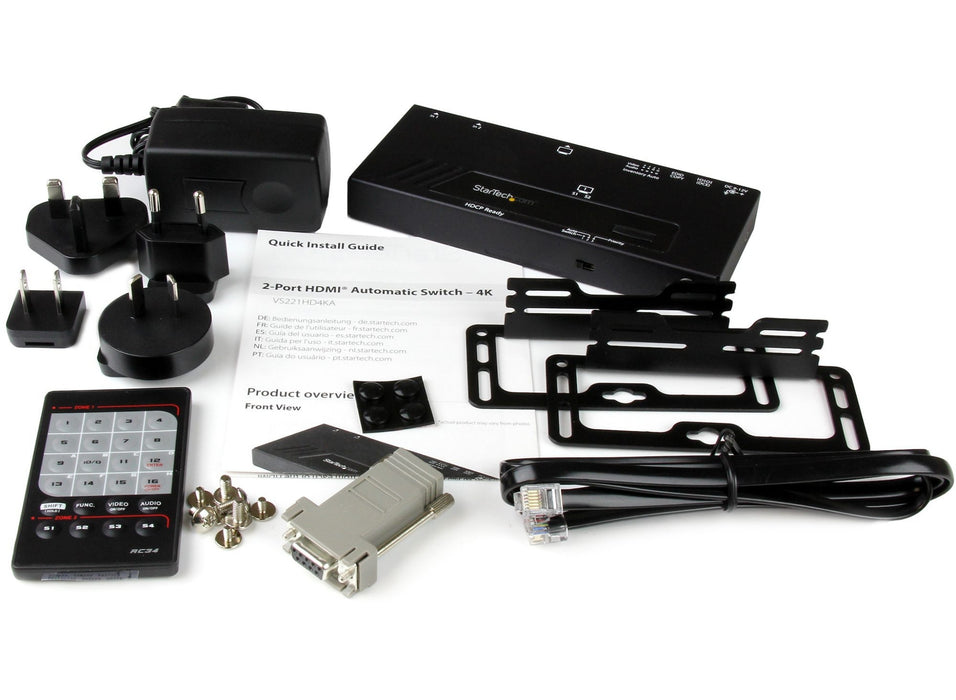 Startech 2-Port HDMI Automatic Video Switch 4K with Fast Switching TAA | VS221HD4KA Video Switches Startech