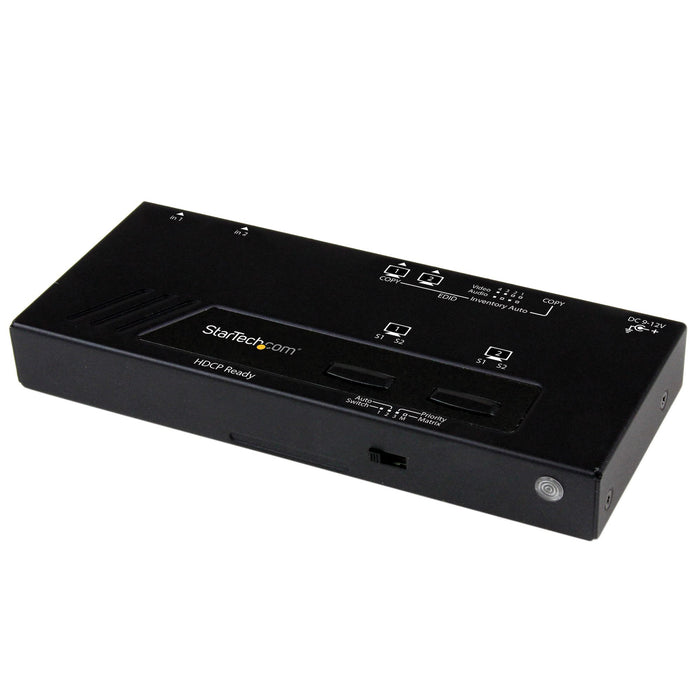 StarTech VS222HDQ 2x2 HDMI Matrix Switch w/ Automatic and Priority Switching | 1080p | TAA Video Switch Startech