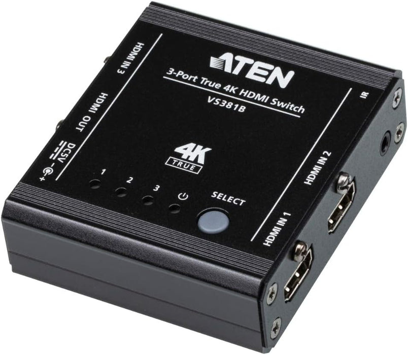 ATEN 3-Port True 4K@60Hz (4:4:4) HDMI Switch | VS381B Video Switches Aten