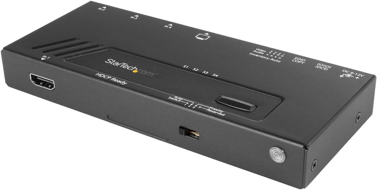 StarTech 4-Port HDMI Switch 4K Fast Auto TAA | VS421HD4KA Video Switch Startech
