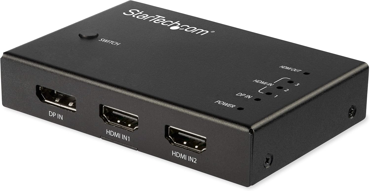 StarTech 4-Port HDMI Switch 4K 60Hz with Auto Switching | VS421HDDP Video Switch Startech