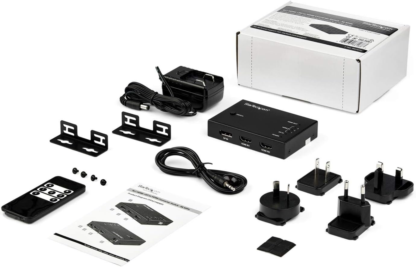 StarTech 4-Port HDMI Switch 4K 60Hz with Auto Switching | VS421HDDP Video Switch Startech