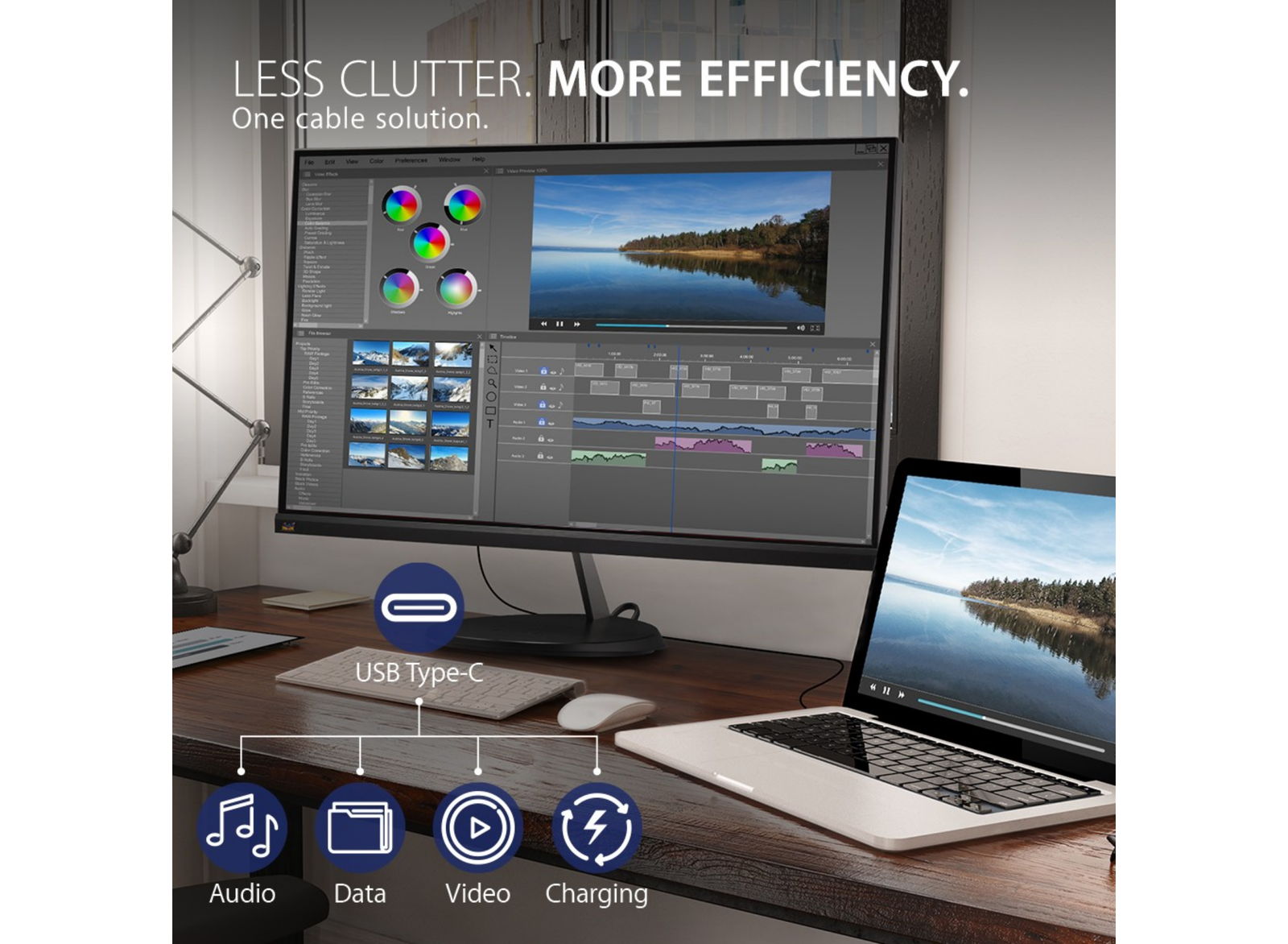 ViewSonic VX2485-MHU 24" 1080p Thin-Bezel IPS Monitor with 60W USB C and HDMI Desktop Monitor ViewSonic