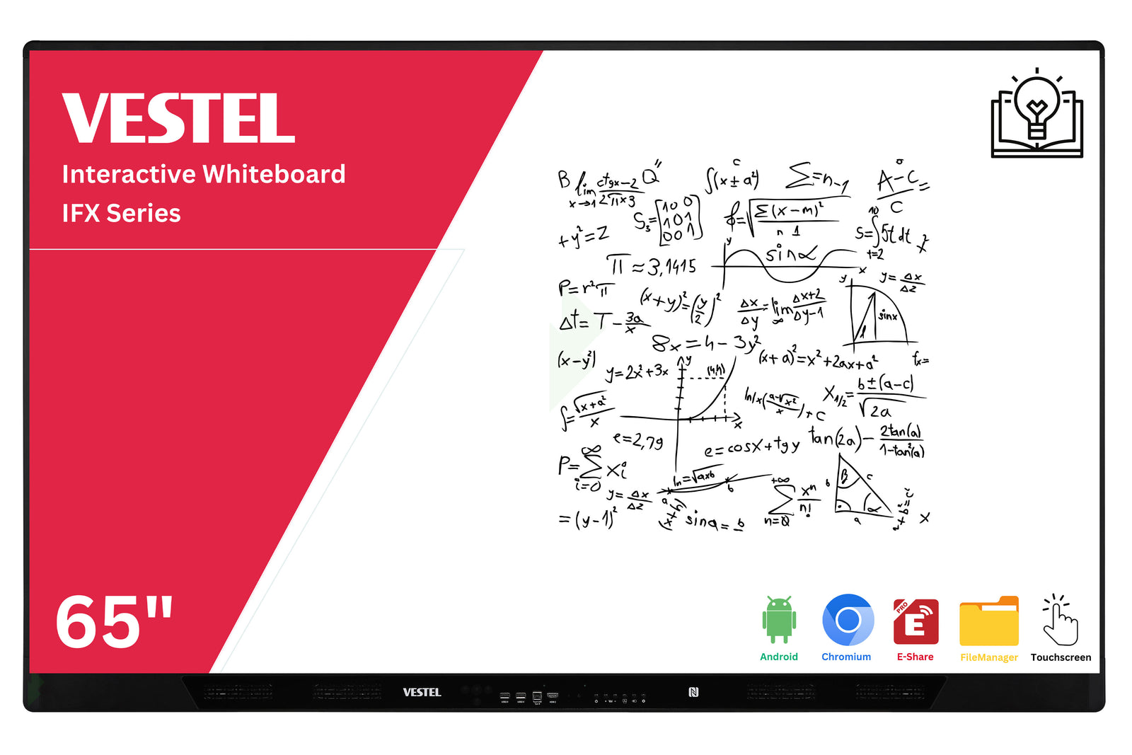 Vestel IFX653 - 65" Android Interactive Flat Panel Whiteboard with Android OS Interactive Touchscreen Display Vestel