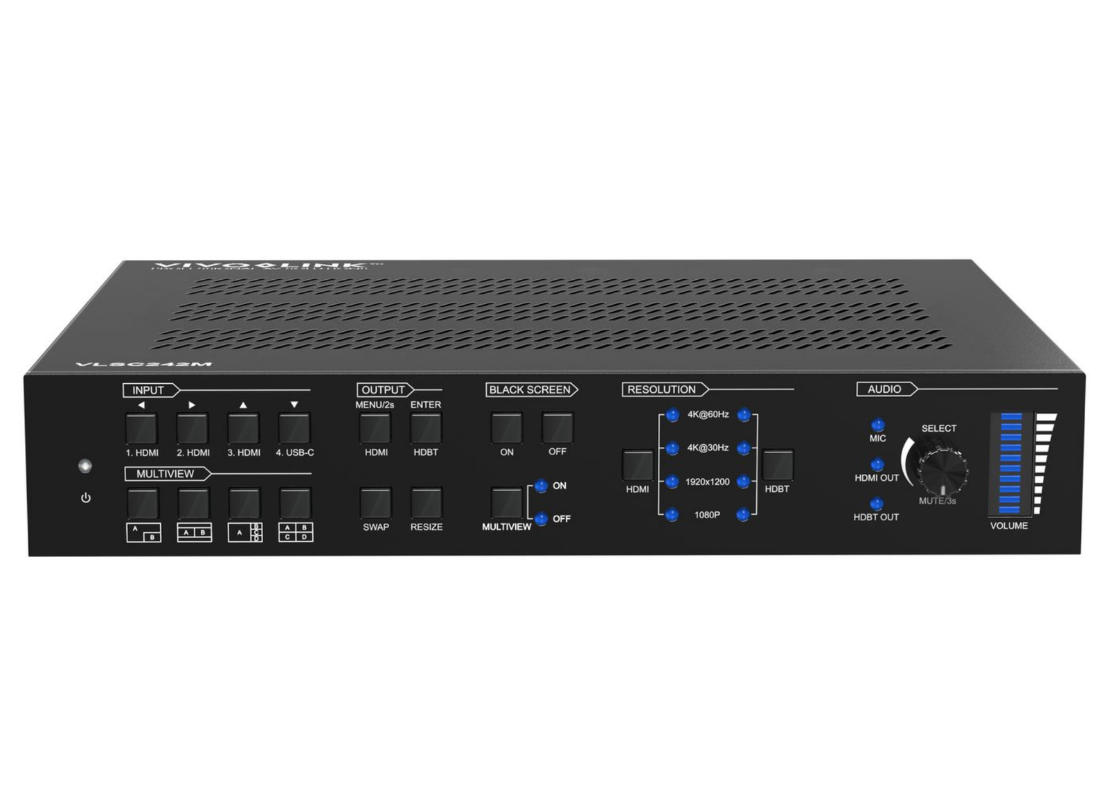 Vivolink 4x2 HDBaseT 3.0 Seamless KVM Switcher with Multiview & HDBaseT Receiver | VLSC242M Video Scaler Vivolink