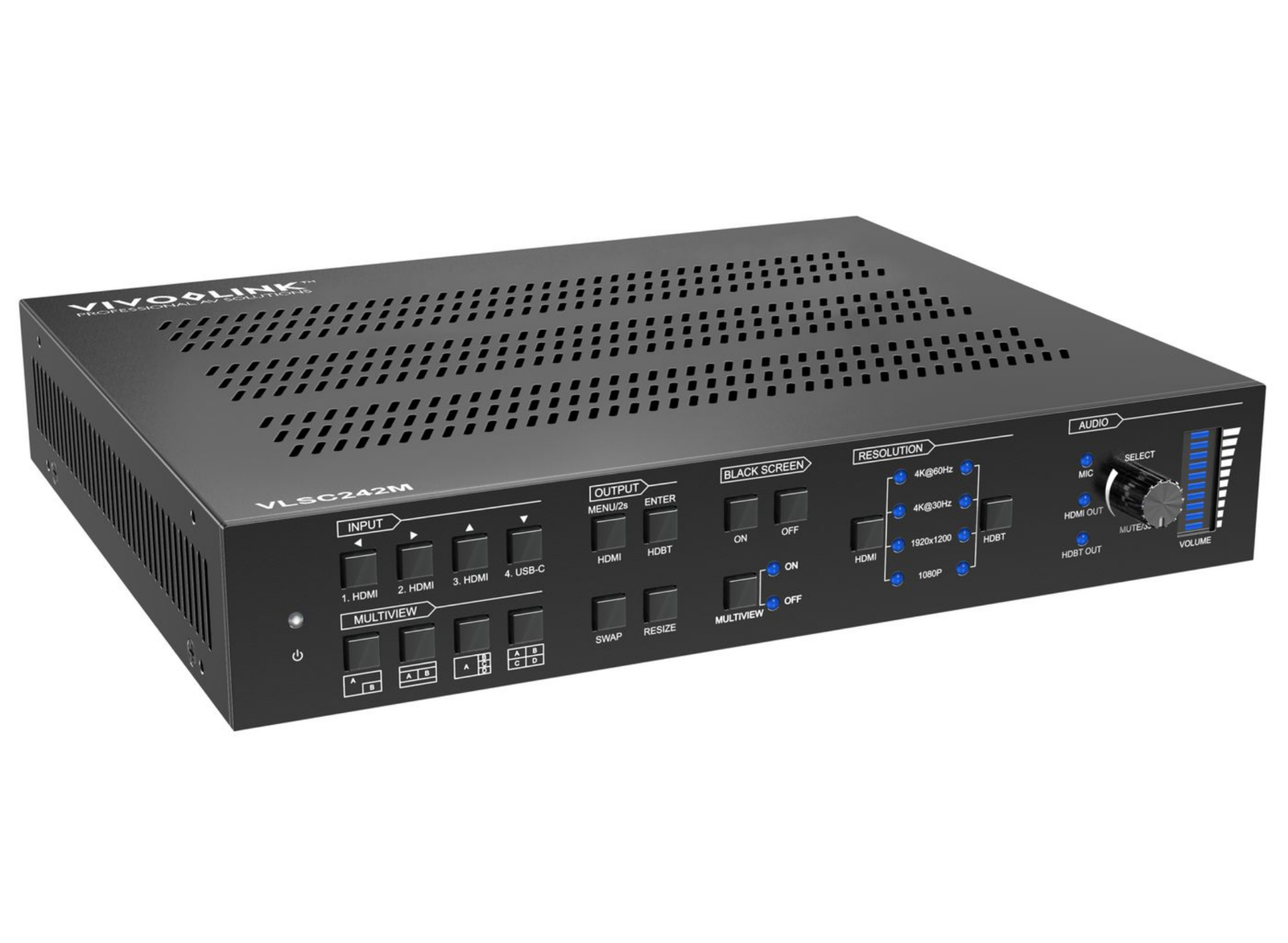 Vivolink 4x2 HDBaseT 3.0 Seamless KVM Switcher with Multiview & HDBaseT Receiver | VLSC242M Video Scaler Vivolink