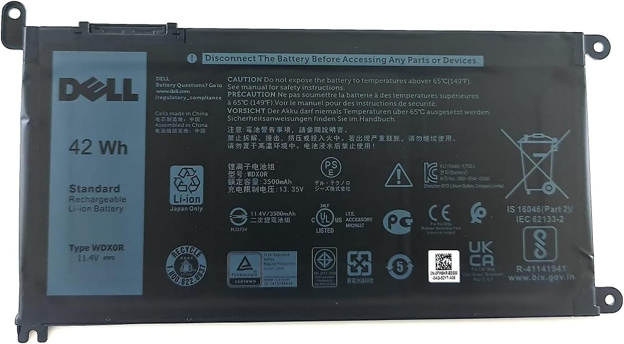 Dell Latitude / Inspiron / Vostro 42WHR 3 Cell Laptop Prismatic Battery | WDX0R