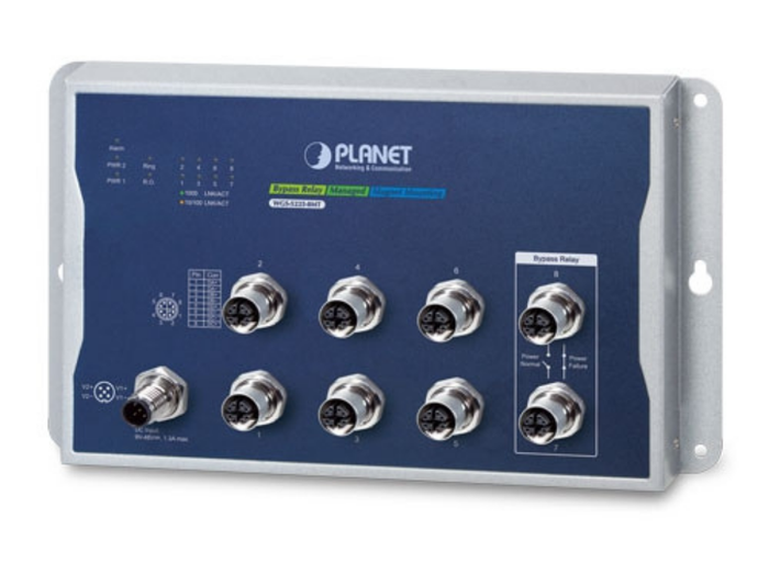Planet Industrial L2+ 8-Port 10/100/1000T M12 Wall-mount Managed Switch | WGS-5225-8MT Network Switch Planet