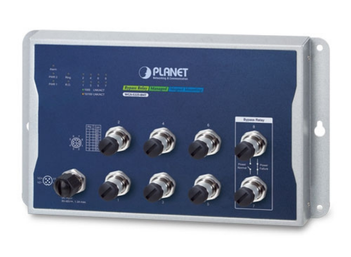 Planet Industrial L2+ 8-Port 10/100/1000T M12 Wall-mount Managed Switch | WGS-5225-8MT Network Switch Planet