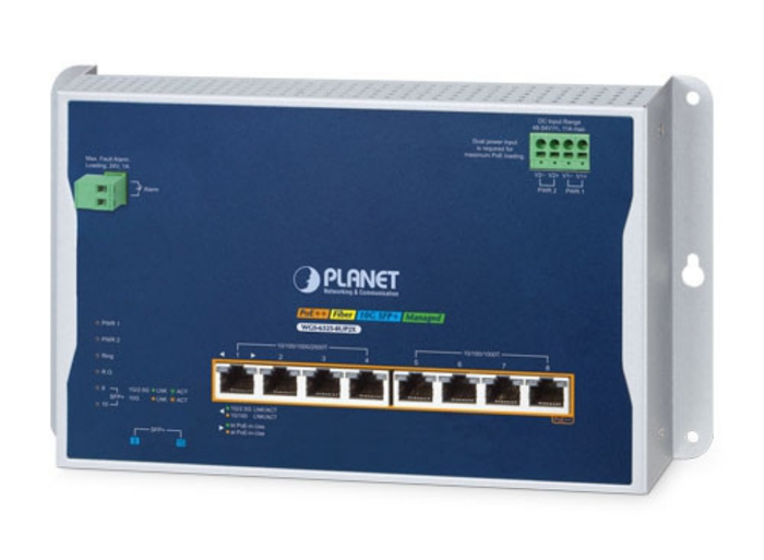 Planet Industrial L3 4-Port 2.5G 802.3bt PoE + 4-Port 10/100/1000T 802.3bt PoE + 2-Port 10G SFP+ Wall-mount Managed Switch | WGS-6325-8UP2X Network Switch Planet