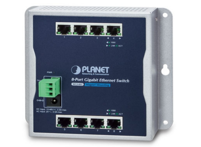 Planet Industrial 8-Port 10/100/1000T Wall-mount Switch | WGS-803 Network Switch Planet