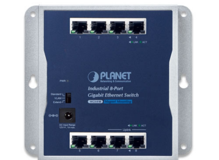 Planet Industrial 8-Port 10/100/1000T Wall-mounted Gigabit Ethernet Switch | WGS-810 Network Switch Planet
