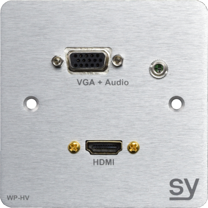 SY Electronics HDMI & VGA Single Gang Wall Plate with Audio | SY-WP-HV-BA