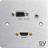 SY Electronics HDMI & VGA Single Gang Wall Plate with Audio | SY-WP-HV-BA