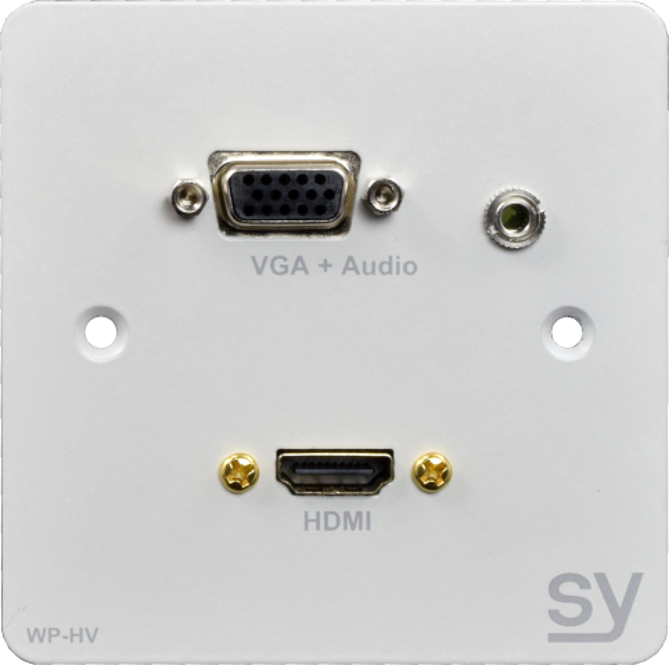 SY Electronics HDMI & VGA Single Gang Wall Plate with Audio - White | SY-WP-HV-BW