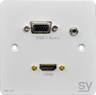SY Electronics HDMI & VGA Single Gang Wall Plate with Audio - White | SY-WP-HV-BW