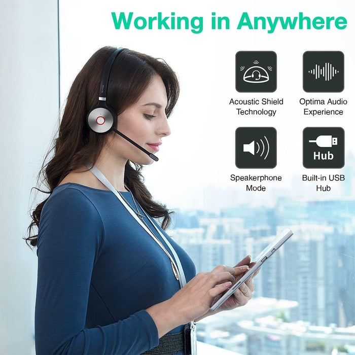 Yealink WH62DUAL-TEAMS Dual Ear Over The Head Desct Wireless Headset Headset Yealink