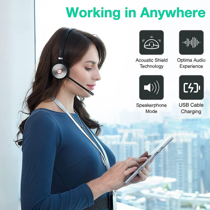 Yealink WH62PORTABLE-DUAL-TEAMS Dual Ear Over The Head Dect Wireless Headset Portable Edition Headset Yealink