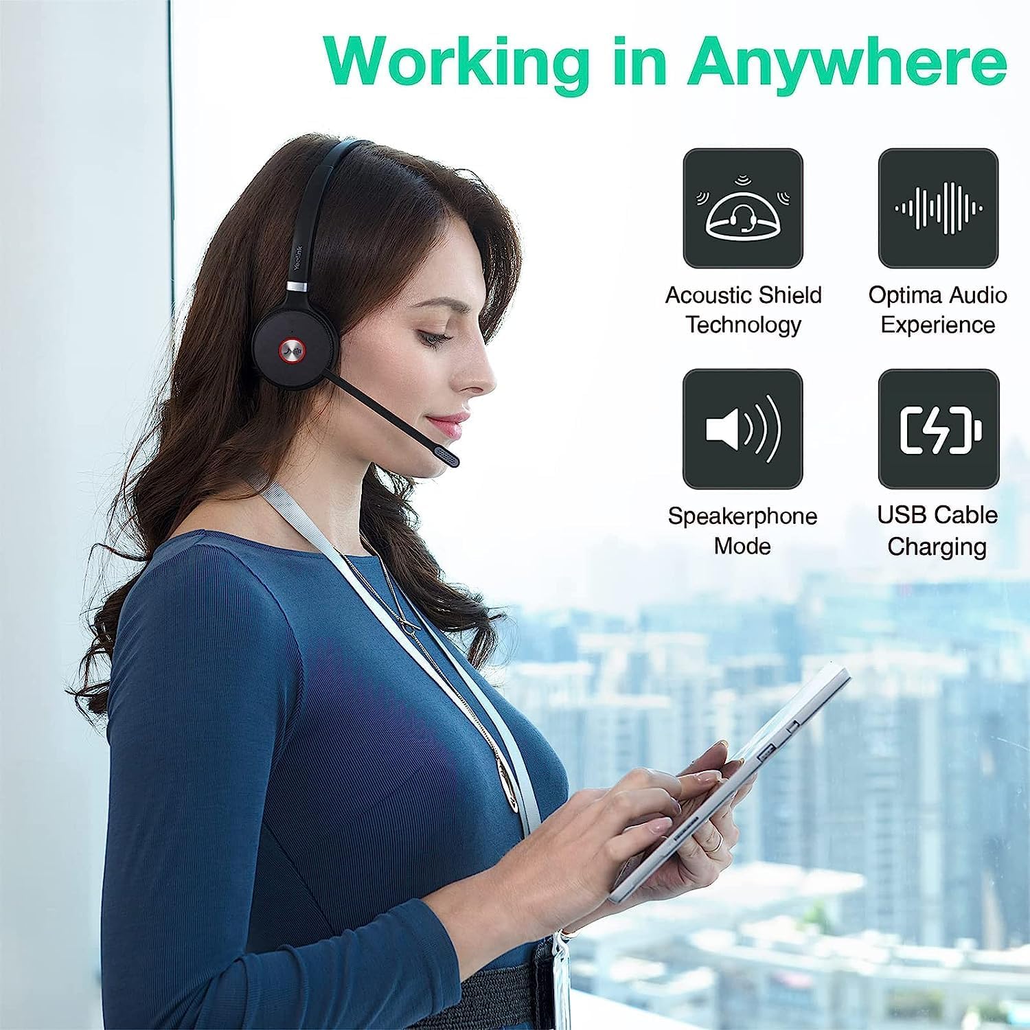 Yealink WH62PORTABLE-MONO-TEAMS Single Ear Over The Head Dect Wireless Headset Portable Edition Headset Yealink