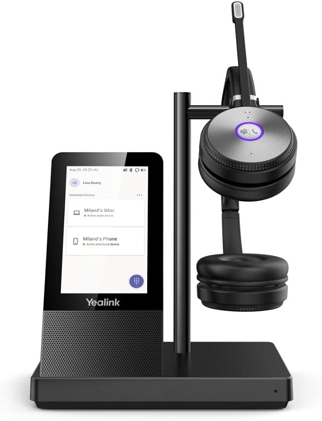 Yealink WH66DUAL-TEAMS Dual Ear Over The Head Dect Wireless Headset Headset Yealink
