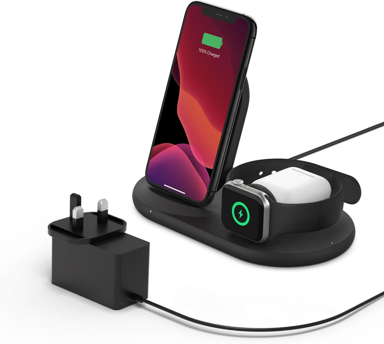 Belkin BoostCharge 3-in-1 Wireless Charger for Apple Devices | WIZ001MYBK