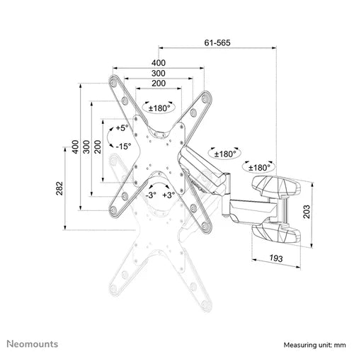 NeoMounts 32" - 55" Full Motion Wall Mount Black | WL70-550BL14 Wall Mount Bracket NeoMounts