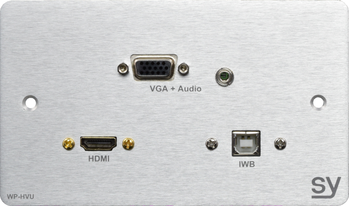 SY Electronics HDMI, VGA & USB-B Double Gang Wall Plate - Aluminium | SY-WP-HVU-BA Wall Plates & Switch Covers SY Electronics