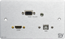 SY Electronics HDMI, VGA & USB-B Double Gang Wall Plate - Aluminium | SY-WP-HVU-BA
