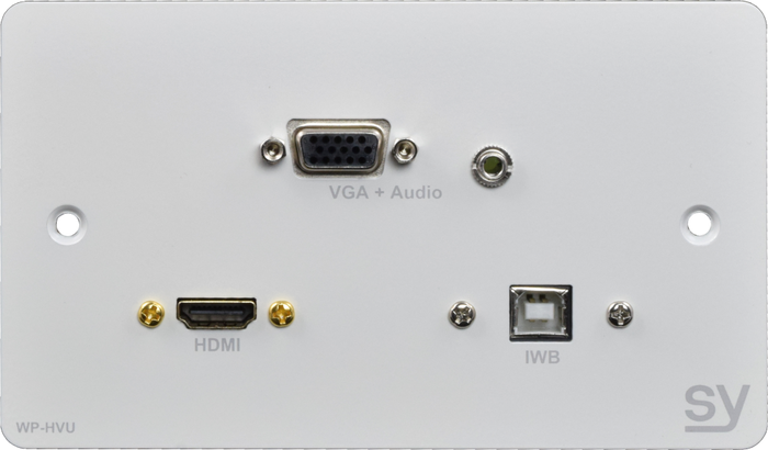 SY Electronics HDMI, VGA & USB-B Double Gang Wall Plate - White | SY-WP-HVU-BW Wall Plates & Switch Covers SY Electronics