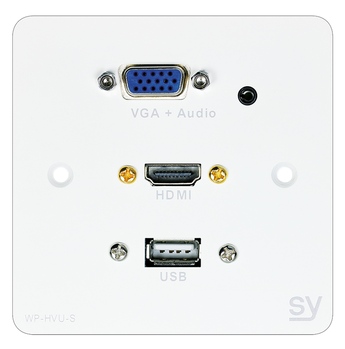 SY Electronics HDMI, VGA & USB-A Single Gang Wall Plate | SY-WP-HVU-SW Wall Plates & Switch Covers SY Electronics