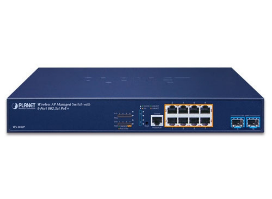 Planet Wireless AP Managed Switch with 8-Port 802.3at PoE + 2-Port 10G SFP+ | WS-1032P Planet Network Switches Planet