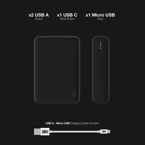 Juice ECO 4 Charge Power Bank, 12,000mAh | JUI-PBANK-4-ECO-BLK