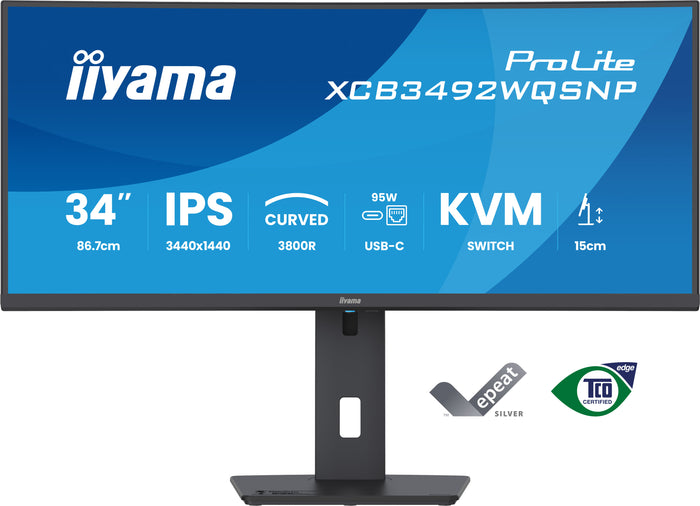 iiyama ProLite XCB3492WQSNP-B1 34" 100Hz 3ms IPS UWQHD Curved Monitor Desktop Monitor iiyama