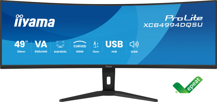iiyama ProLite XCB4994DQSU-B1 49" 120Hz 2ms DQHD Curved Monitor Desktop Monitor iiyama